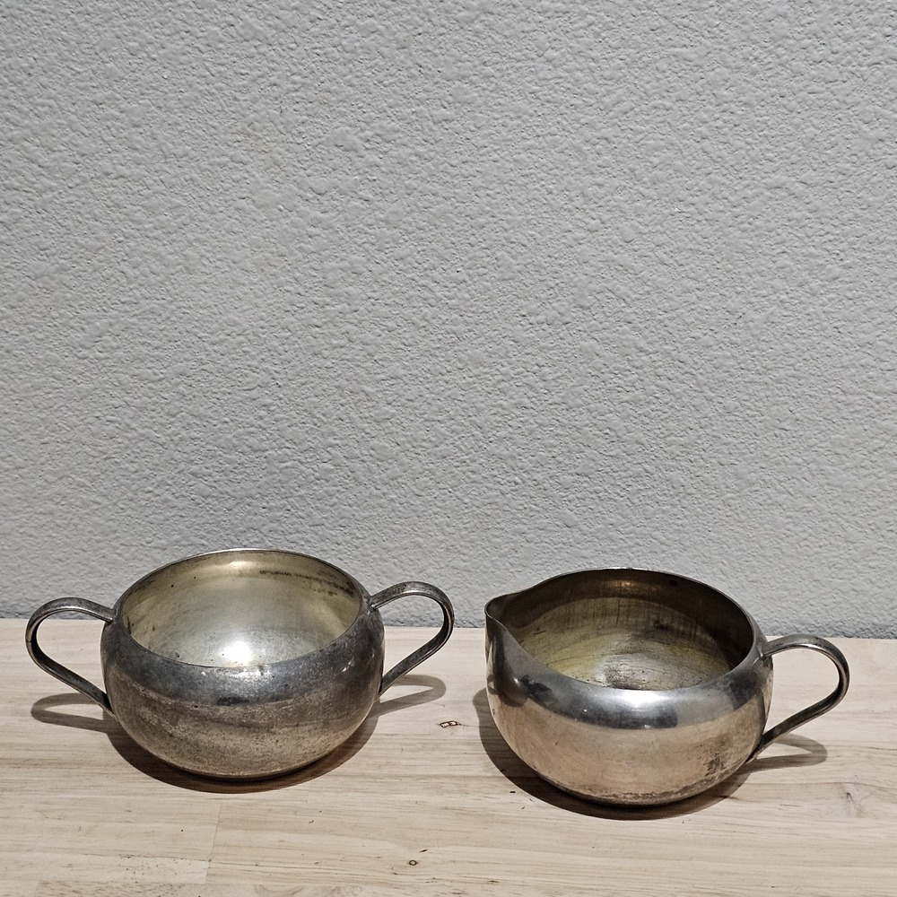 Antique Silver Tone Sugar And Creamer Set